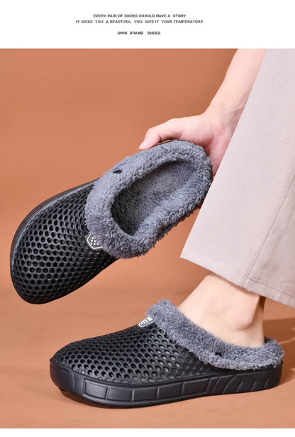 Couple Cotton Slippers – Winter Warm Plush Velvet Thickened Clogs for Men & Women
