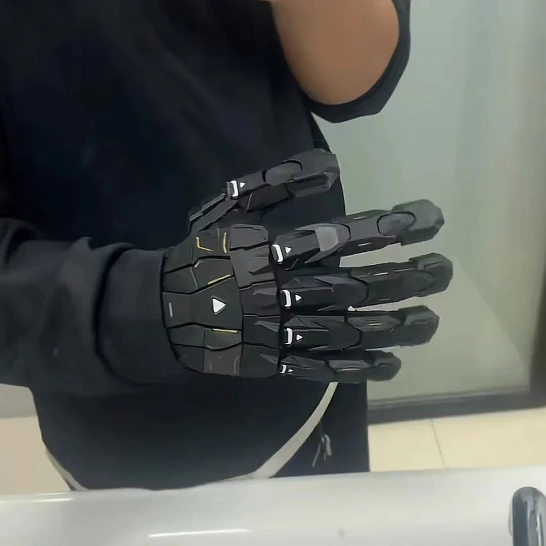 3D Printed Gothic Mechanical Gloves - Handmade Punk Techwear Cosplay Hand Armor