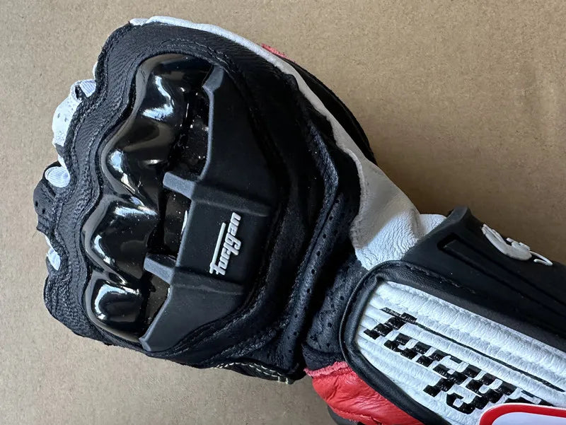 Motorcycle Gloves AFS6 AFS10 AFS18 - Leather Windproof Motocross Mittens with Touch Screen, Men's Protective Motorbike Gloves