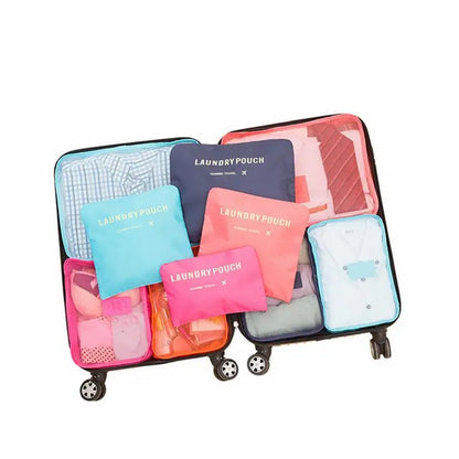 6pcs Travel Storage Bags Set: Portable Luggage Organizers for Suitcase Packing - Clothes, Shoes, Foldable Cases