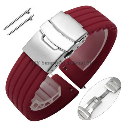 Quick Release Silicone Watch Strap 18–24mm – Sport Rubber Band for Huawei Watch GT2/3/4, Omega, Seiko, Fossil