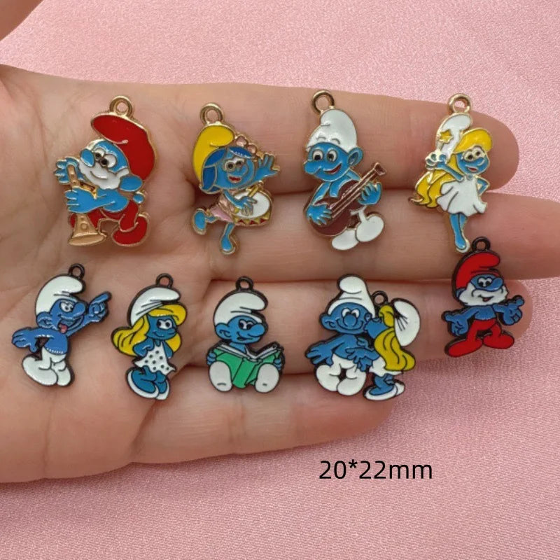 10-Piece Cartoon Anime Alloy Charms - Drip Oil Pendants for DIY Jewelry, Keychains, Earrings & Bag Accessories