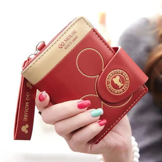 Explosion-Style Women’s Short Wallet — Korean PU Leather Cute Cartoon Zipper Purse, Multi-Card Folding Daily Pocket Wallet for Students