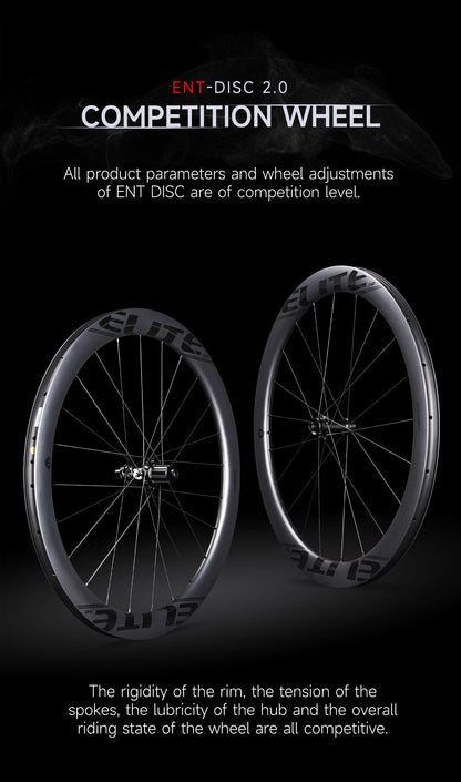 ELITEWHEELS Carbon Wheels ENT 2.0 – 700c Disc Brake Rim, Center Lock Road Bike Wheelset, UCI Quality Racing Wheels