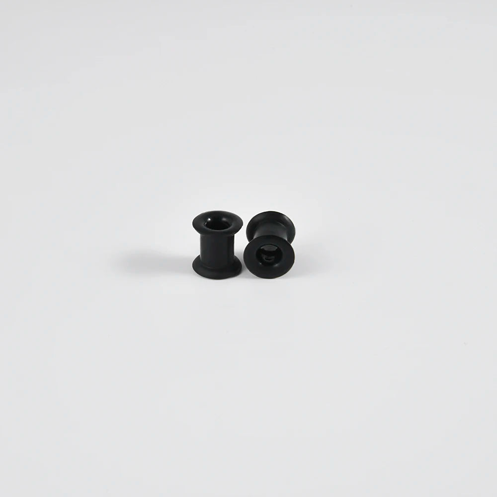 Pair of Supersize Black Silicone Double Flared Ear Tunnel Plugs — Flesh Gauge Expander Stretchers for Piercing