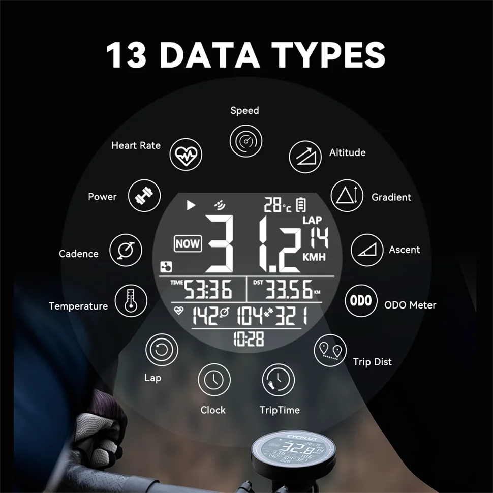 CYCPLUS M2 Wireless Bicycle Computer – ANT+ & Bluetooth GPS Speedometer, Waterproof Bike Cyclocomputer Accessories