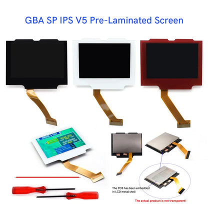 HISPEEDIDO V5 Laminated GBA IPS Backlight Screen Kit — Easy Install with Shell for GameBoy Advance SP, No Cutting Needed