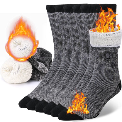 3 Pairs Merino Wool Crew Socks | Thermal Warmth for Men & Women, Ideal for Winter Work, Hiking, Running & Outdoor Sports