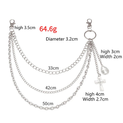 Punk Rock Metal Waist Chain Keychain – Unisex Hip-Hop Jewelry for Jeans, Wallets & Accessories