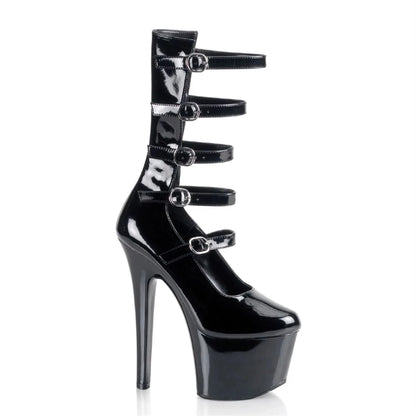 SDTRFT Women’s 17cm Platform Stiletto Ankle Boots - Thin High Heels Patent Leather Party & Wedding Shoes