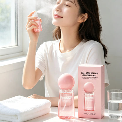 Collagen Peptide Jelly Mist Serum - Deep Hydration, Moisturizing, and Firming Facial Care Spray for Dewy-Looking Skin
