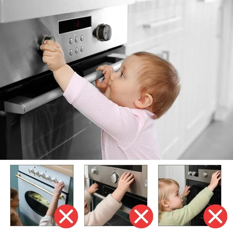 Child Safety Stove Knob Covers - Universal Plastic Gas Oven Lock Protectors (2, 4 or 8 Pack)