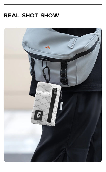 ROCKBROS Portable Wallet Card Bag – Ultra-Light, Stylish Sports Mini Credit Card Holder with Hang Lock, Compact Storage