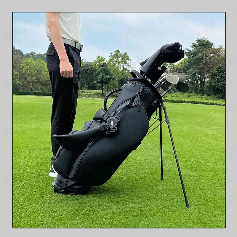 PLAYEAGLE Golf Stand Bag — Lightweight PU Leather Golf Bag with Stand, Multifunctional Golf Rack Bag for Men