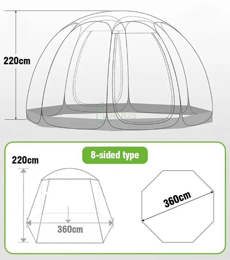Camping Star Transparent Folding Tent – 4-8 Person Portable Spherical Tent, Rain/Windproof, Quick Opening for Outdoor Use