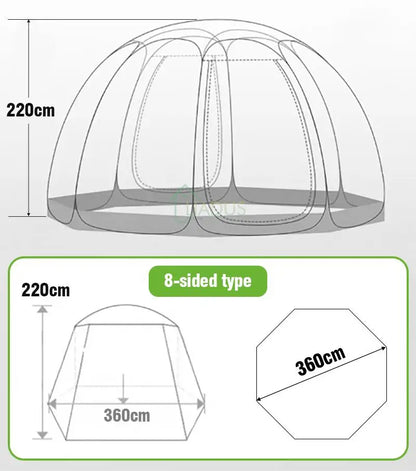 Camping Star Transparent Folding Tent – 4-8 Person Portable Spherical Tent, Rain/Windproof, Quick Opening for Outdoor Use