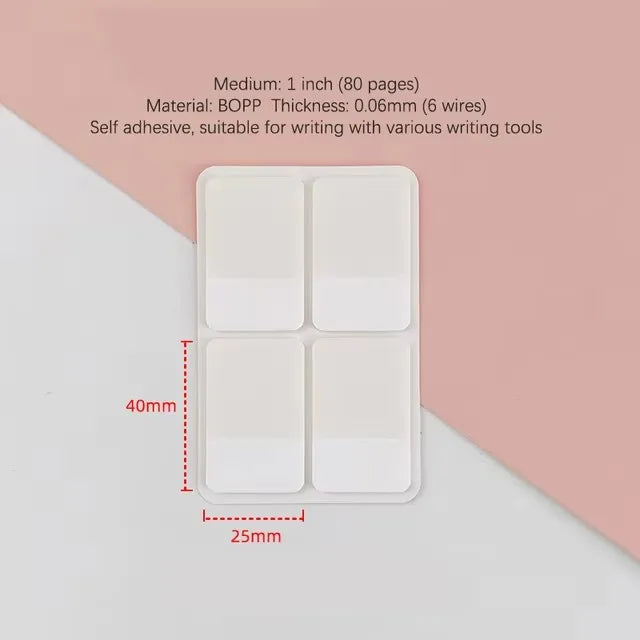 40/80/160-Page Frosted White Index Stickers - Transparent DIY Label Tabs for Office, School & Study Supplies