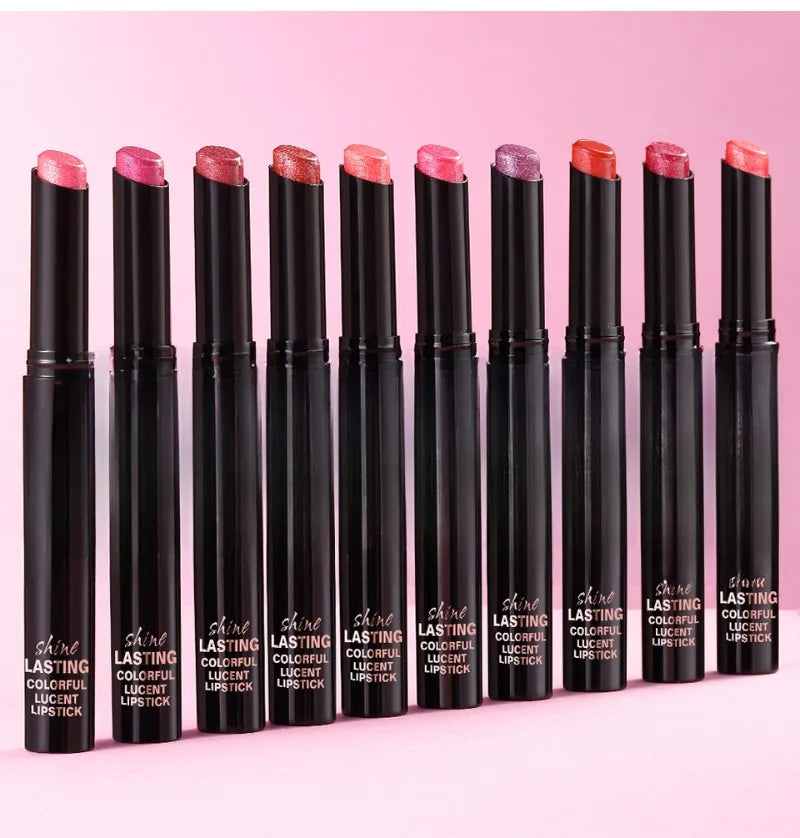 Diamond Pearlescent Waterproof Lipstick – Long-Lasting Matte Velvet Red Lip Makeup Cosmetics