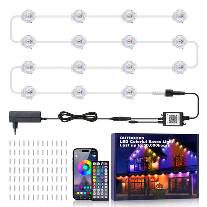 High-Brightness Outdoor Eaves LED Light – 24V Waterproof RGBCCT, Bluetooth APP Control, Christmas String Lights