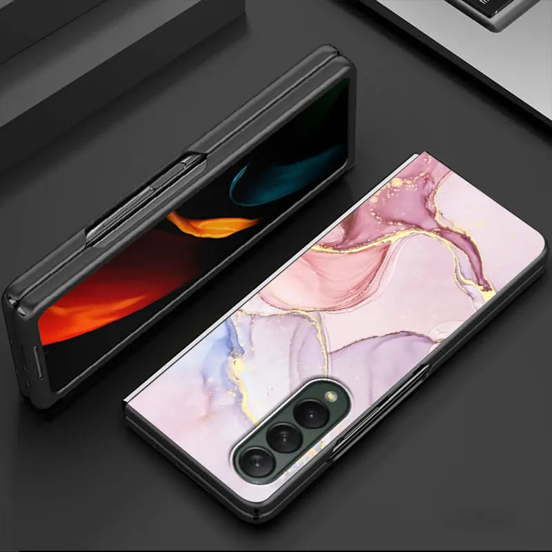 Granite Marble Shockproof Case for Samsung Galaxy Z Fold 3/4/5/6 5G – Protective Cover Funda