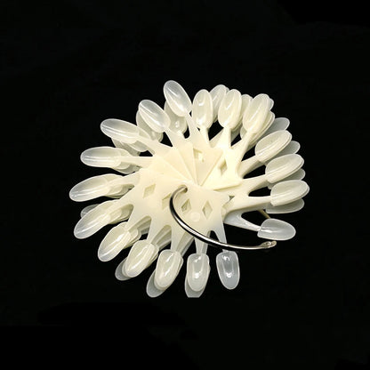 50Pcs Oval Fan Style False Nail Art Display: Clear Nature Nail Swatch Polish Stand Tips for Manicure Practice - Nail Accessories Tool