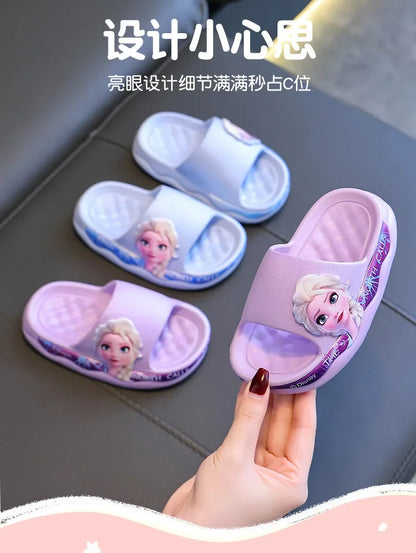 Disney Frozen Elsa Girls Slippers — Cute Cartoon Anti-Slip Soft Sole Summer Sandals