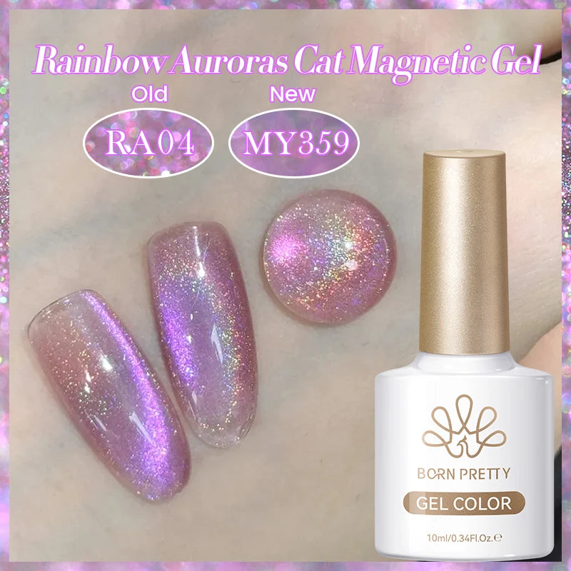 BORN PRETTY Cat Magnetic Gel Nail Polish 117 Colors 10ml Full Coverage Semi-Permanent Soak-Off Nail Varnish for Salon Manicure Glitter Cat Eye Nails