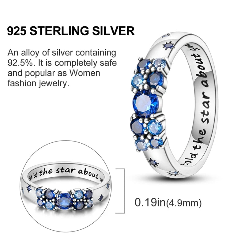 925 Sterling Silver Ring – Infinite Love Star & Moon Design for Women, Wedding Jewelry Gift