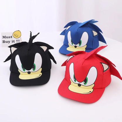 Children’s Sonic Baseball Cap — Cartoon Flat Brim Spring & Autumn Hat for Boys & Girls