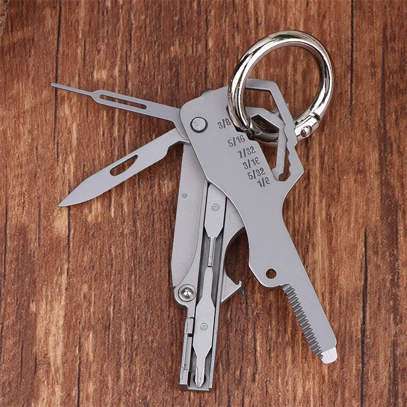 Mini Stainless Steel Keychain Multi-Tool - Compact Emergency Repair Tool for Outdoor, Home & Drone Use