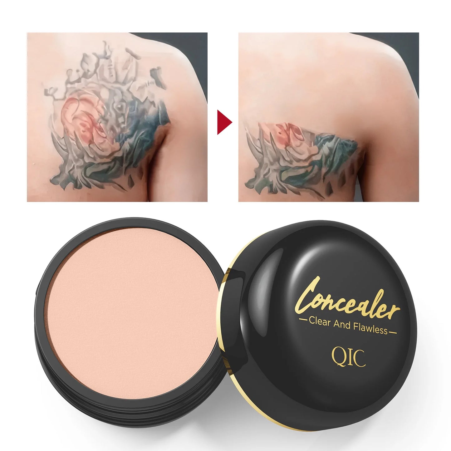 Waterproof Full-Coverage Concealer — Natural Finish Foundation for Tattoos, Scars, All Skin Tones & Types