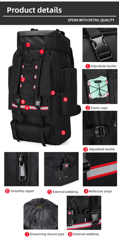 130L Hiking & Camping Backpack - Large Molle Trekking Rucksack for Men, Outdoor Travel & Sports Bag