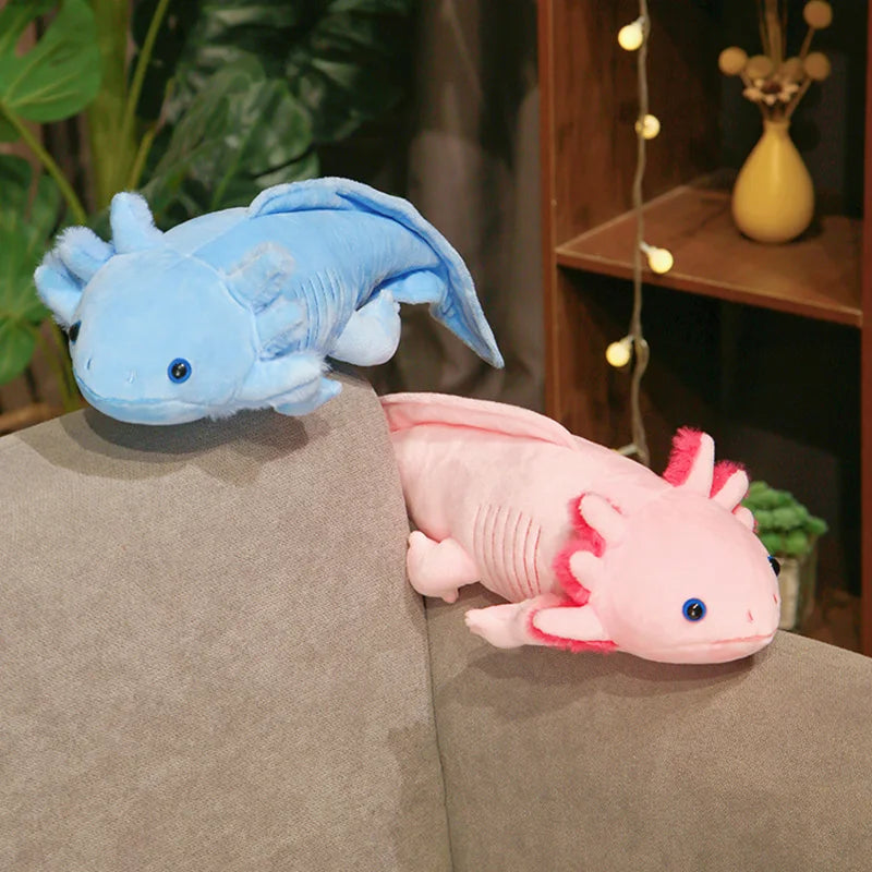Kawaii Colorful Newt Plush Toy — 23-80cm Cute Axolotl Salamander Stuffed Animal, Fuzzy Long Pillow Cushion for Kids Gift