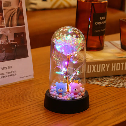 LED Eternal Rose Gift - 24K Gold Foil Flower with Glass Dome Light for Valentine’s Day, Wedding & Special Occasions