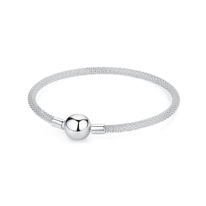 925 Sterling Silver Love Heart Charm Bracelet – Rose Gold Snake Chain Bangle for Women | DIY Luxury Bead Jewelry Accessories