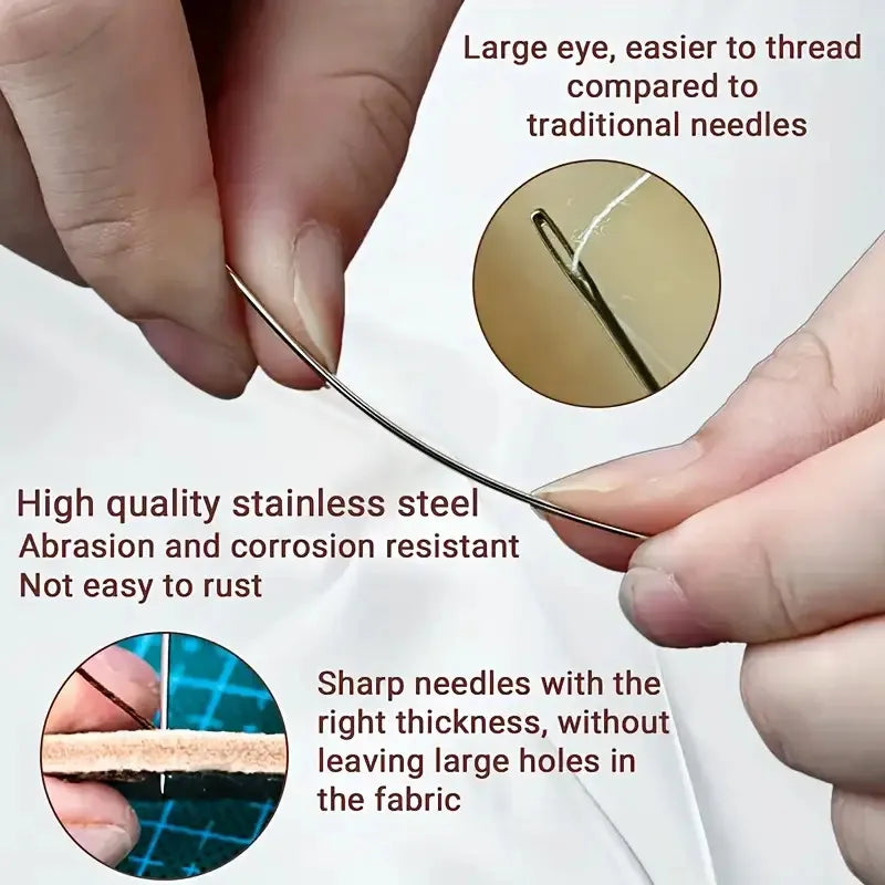 34PCS Hand Sewing Tool Set – Large Eye Stainless Steel Needles with Threaders for DIY Clothing Repair, Embroidery & Craft Supplies