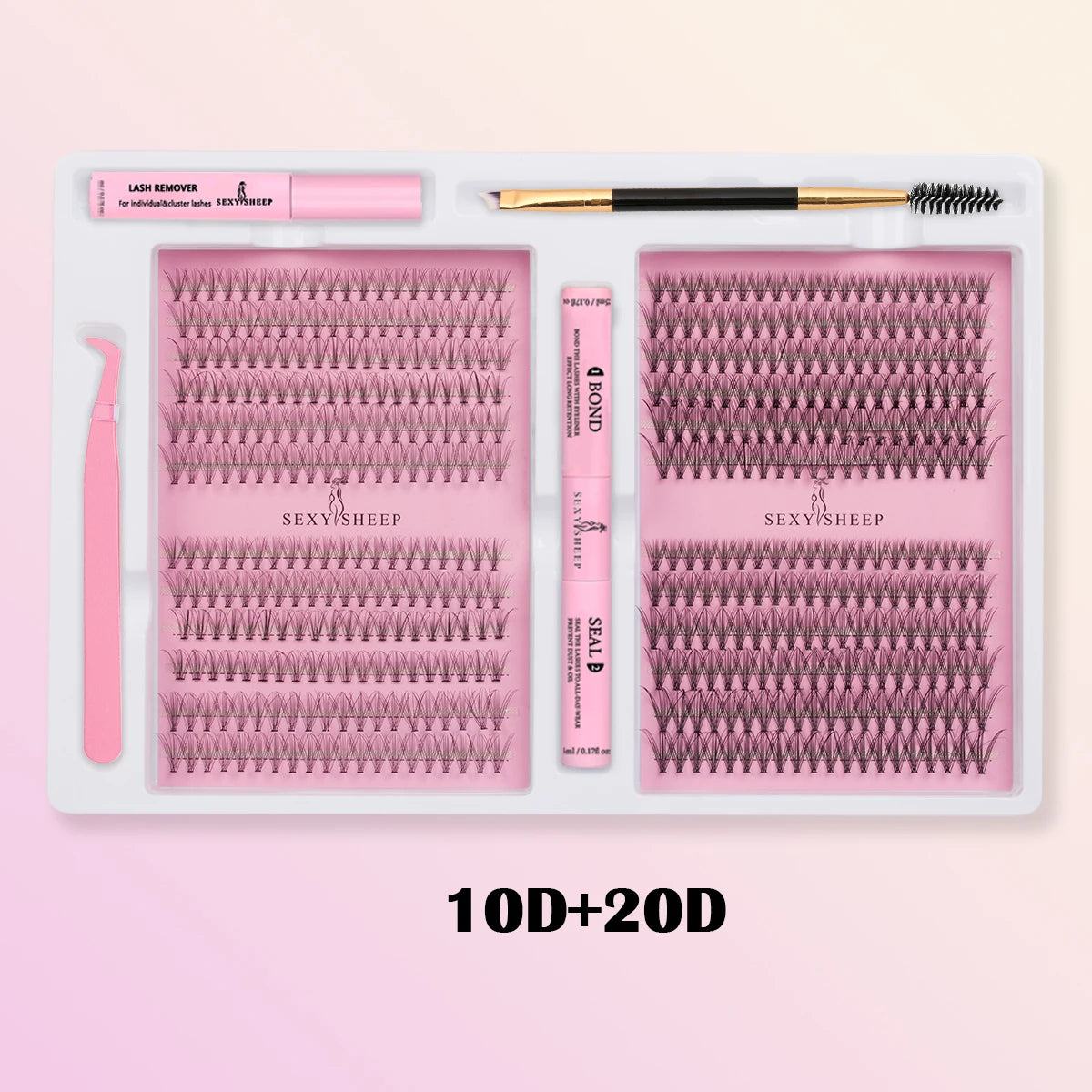 DIY False Eyelashes Cluster Extensions Kit – Natural Individual Lashes with Glue, Remover, Lash Brush & Tweezers