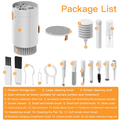 20-in-1 Computer Cleaning Kit - Keyboard Brush, Earphones Cleaning Pen, Screen Cleaning Spray, and More - Essential Cleaning Tools with Keycap Puller