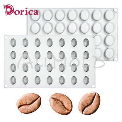 28-Hole Coffee Bean Silicone Mold – DIY Chocolate, Pudding, Soap, Candle, and Cake Decoration Bakeware