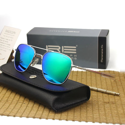 RE Military Aviation Sunglasses — Vintage Titanium Frame Pilot Glasses for Men & Women