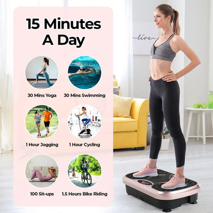 Vibration Plate Exercise Machine – Whole Body Fitness Platform with Loop Bands for Home Workout