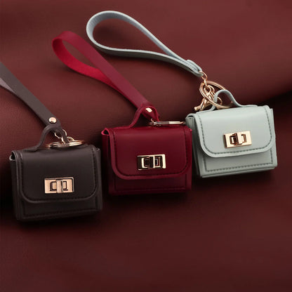 Mini PU Leather Bag Keychain - Openable Coin Purse Pendant with Hand Strap for Phone & Keys