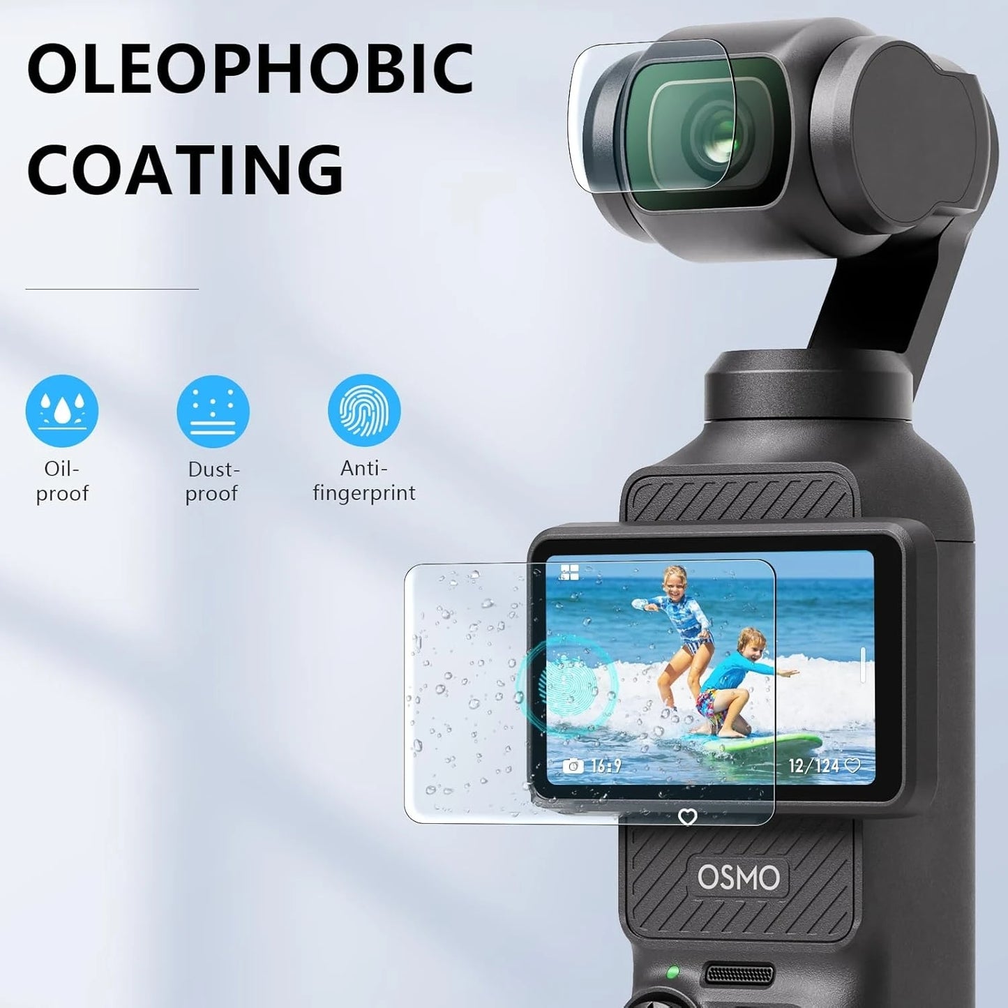 DJI OSMO Pocket 3 Screen Protector – 9H Tempered Glass Lens Cover, HD Transparent, Anti-Scratch Accessory