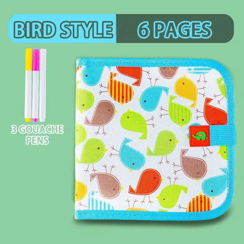 Erasable Doodle Book for Kids – Reusable Drawing Pad with 12 Watercolor Pens, Preschool Painting & Writing Set