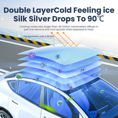 YZ Sun Visor Upgrade for Tesla Model 3 & Y Highland 2021-2024 – Ice Cloth Buckle Sunshade for Glass Roof & Skylight