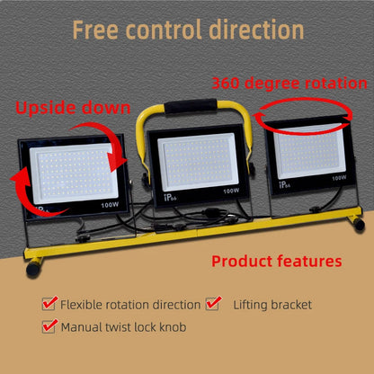 30000 Lumen LED Work Light - 3-Head Portable Flood Light with Stand