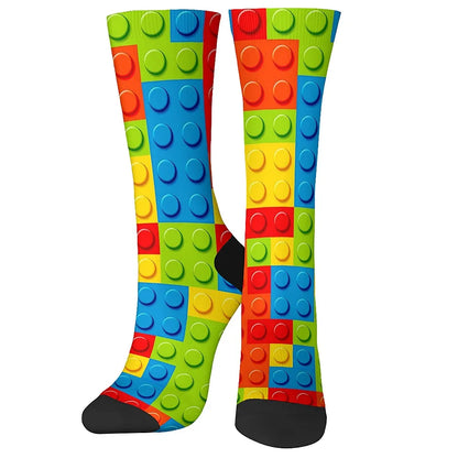 Building Block Novelty Socks - Fun Harajuku Hip-Hop Crew Compression Socks for Party Gifts