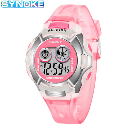 SYNOKE Student Electronic Watch - Waterproof Sports Watch for Children, Glow Multi-Function Digital Watch with 7 Colors Light, Perfect Gift