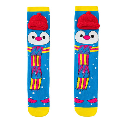 Cute Cartoon Penguin & Koala Knee-High Socks – Breathable 3D Long No-Heel Socks for Kids