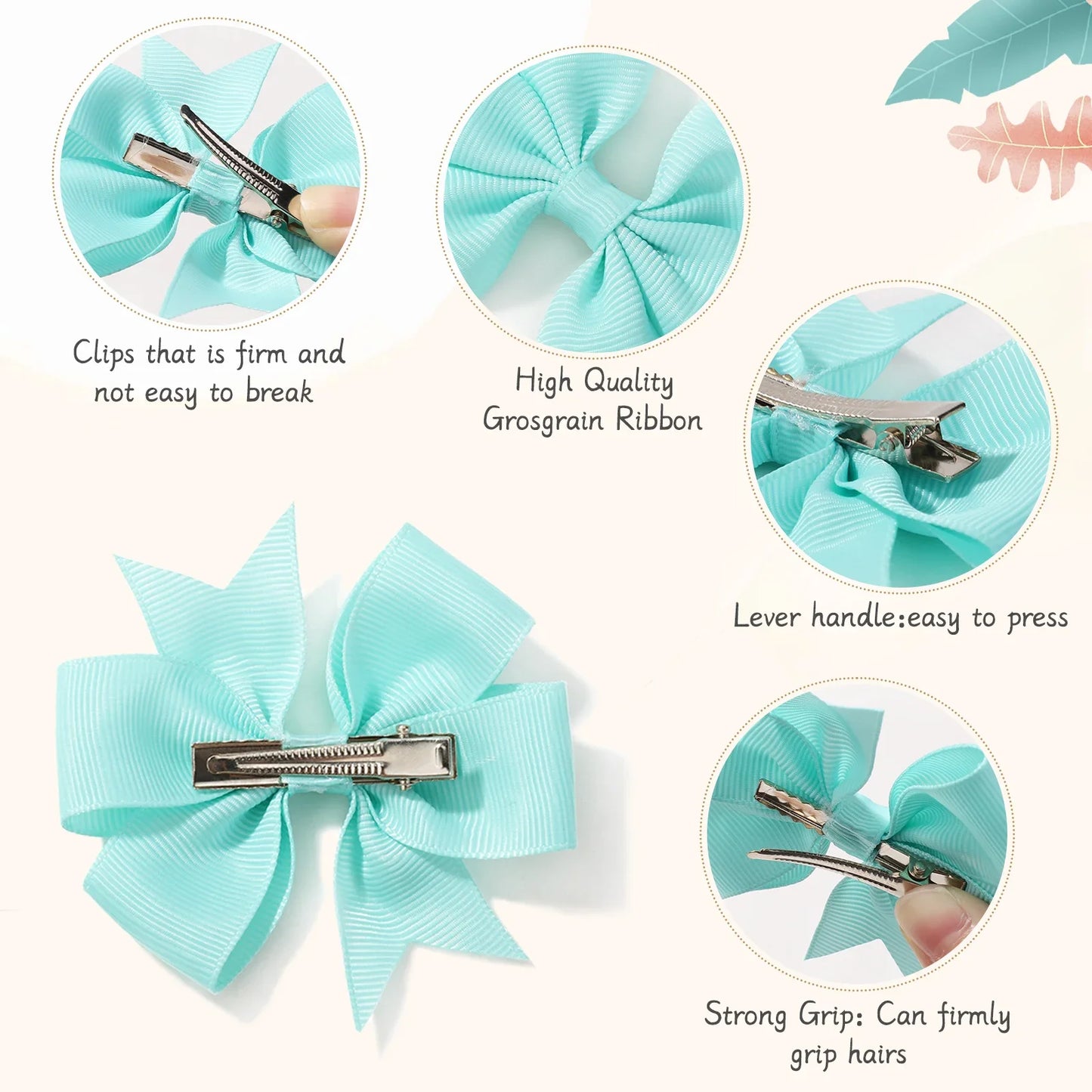 20/40PCS Sweet Candy Color Bow Hair Clip Set – Cute Ribbon Hairpins for Baby Girls & Kids Hair Accessories Gift